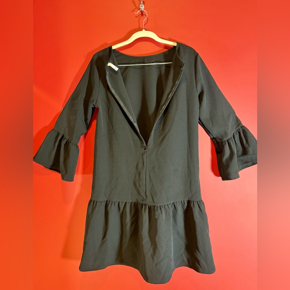 Black Ruffle Sleeve Dress - Picture 3 of 6